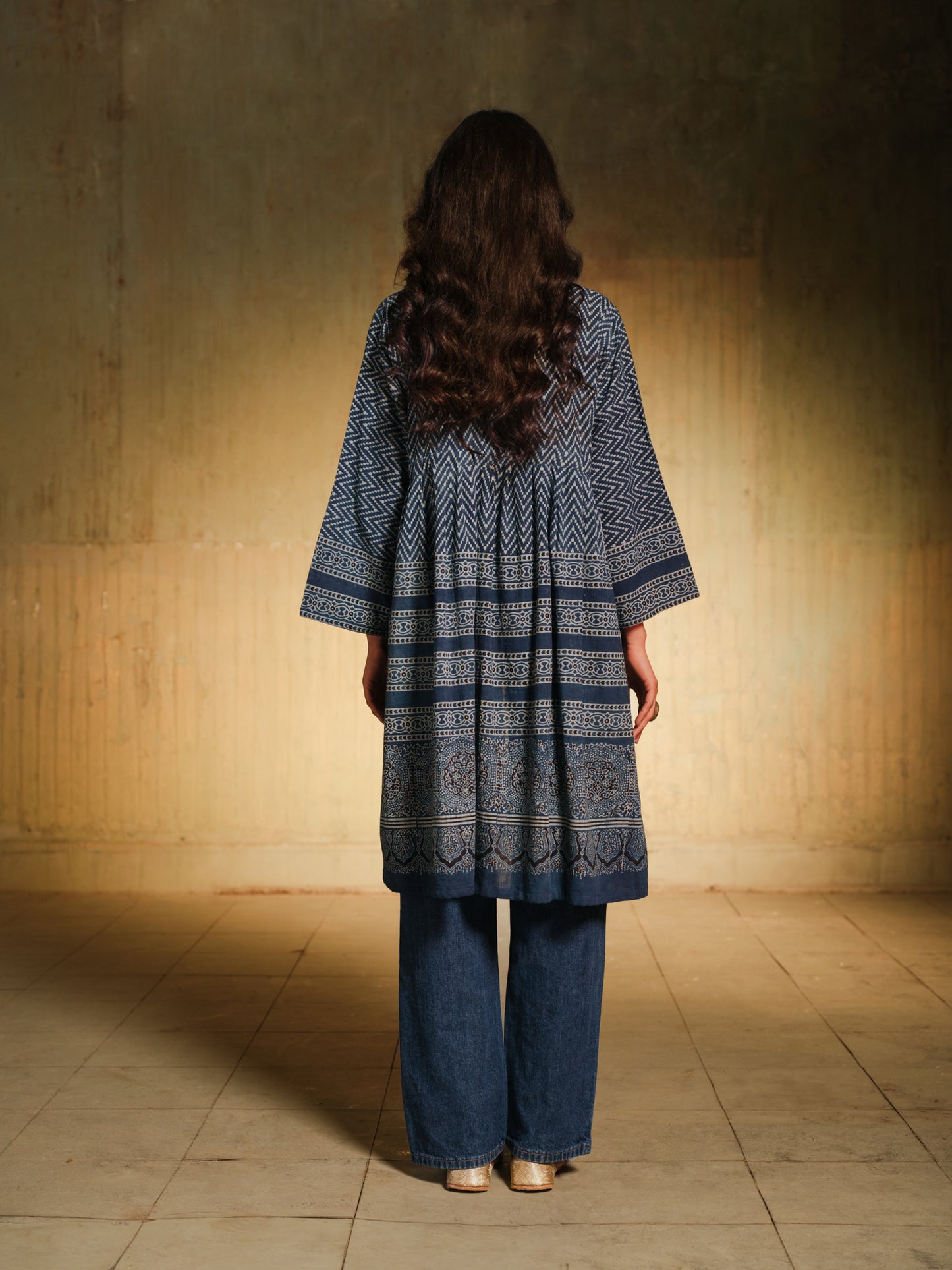 Ajrak Blue Gown