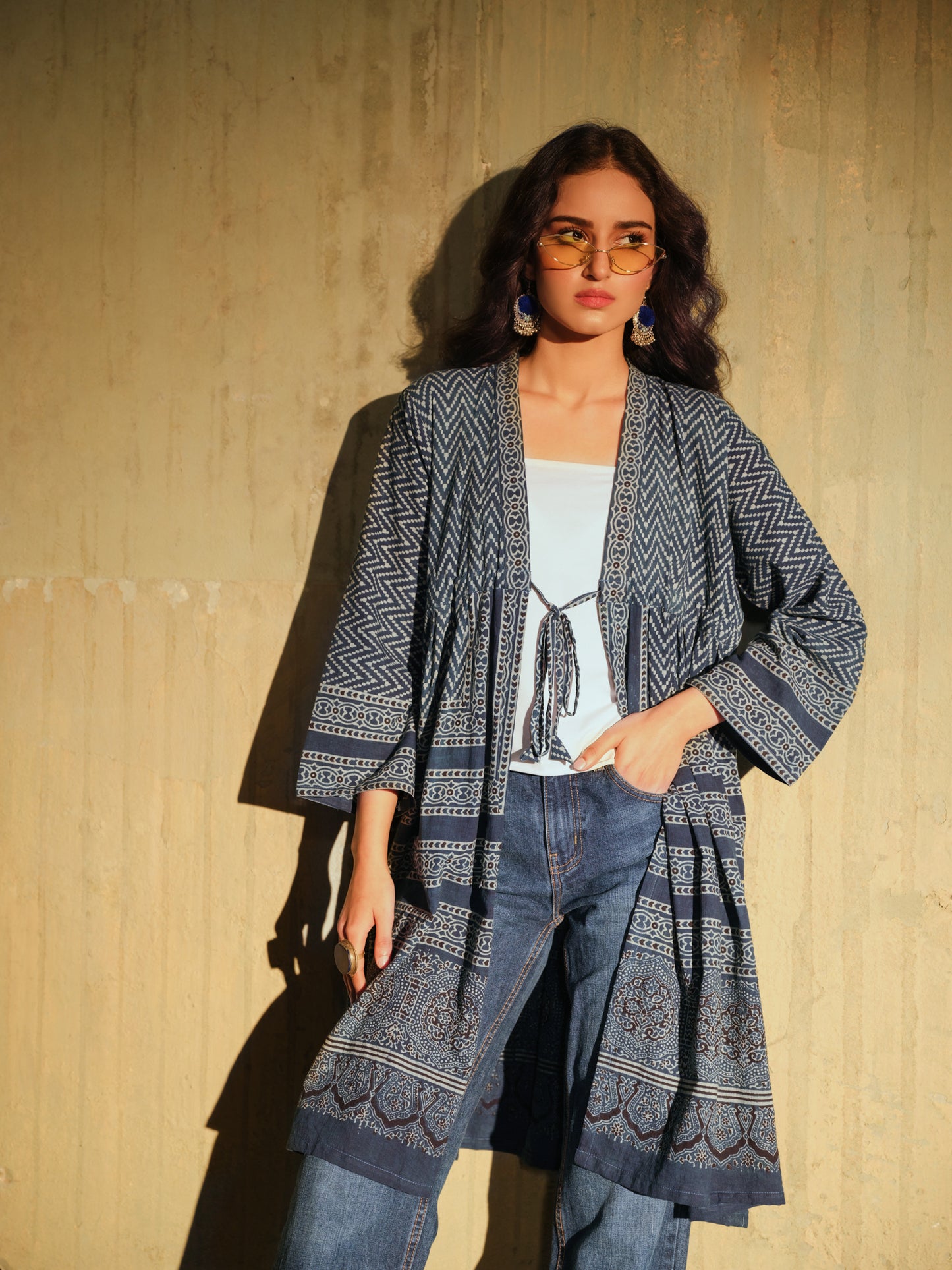 Ajrak Blue Gown