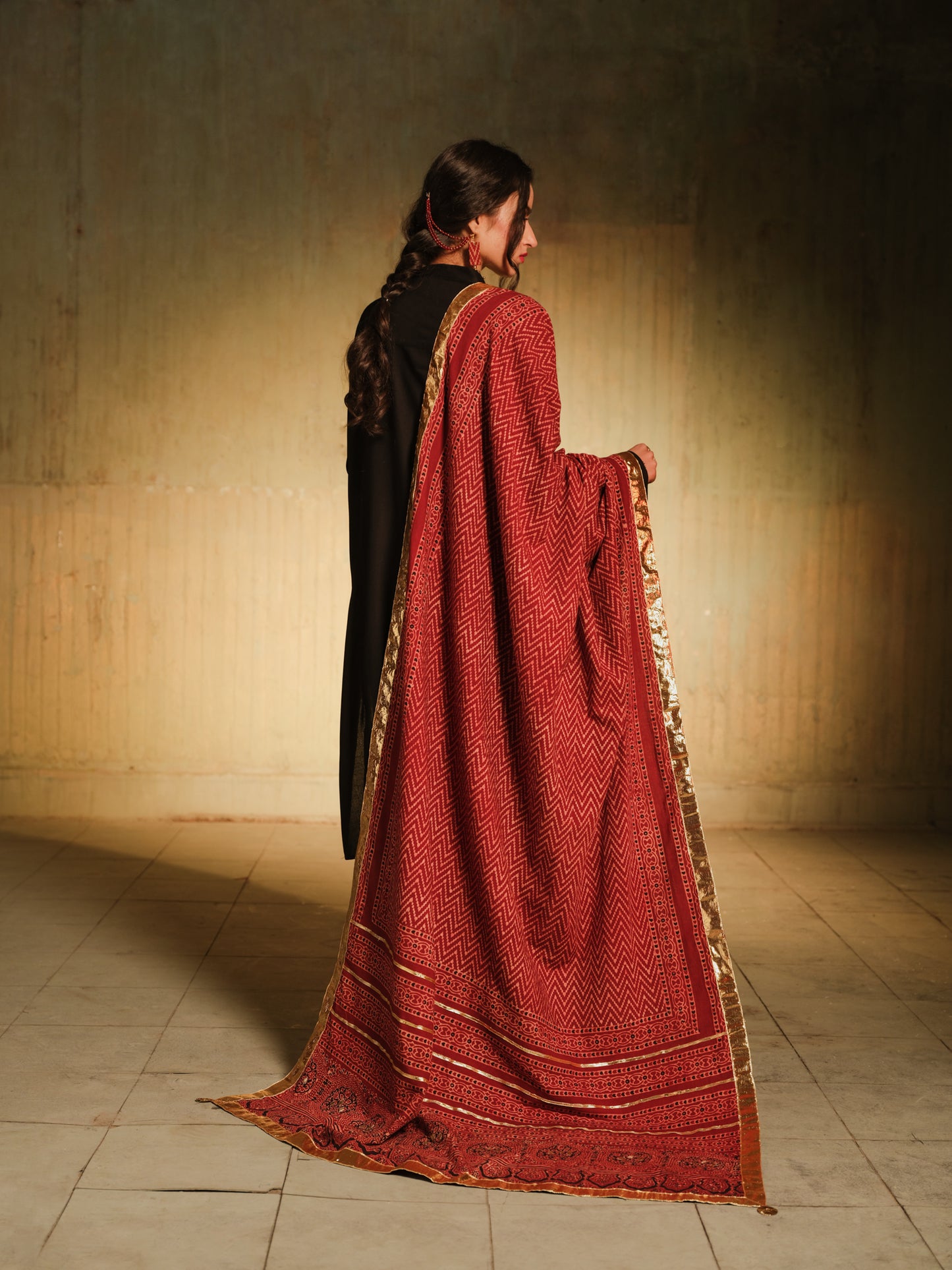 Ajrak Red Dupatta