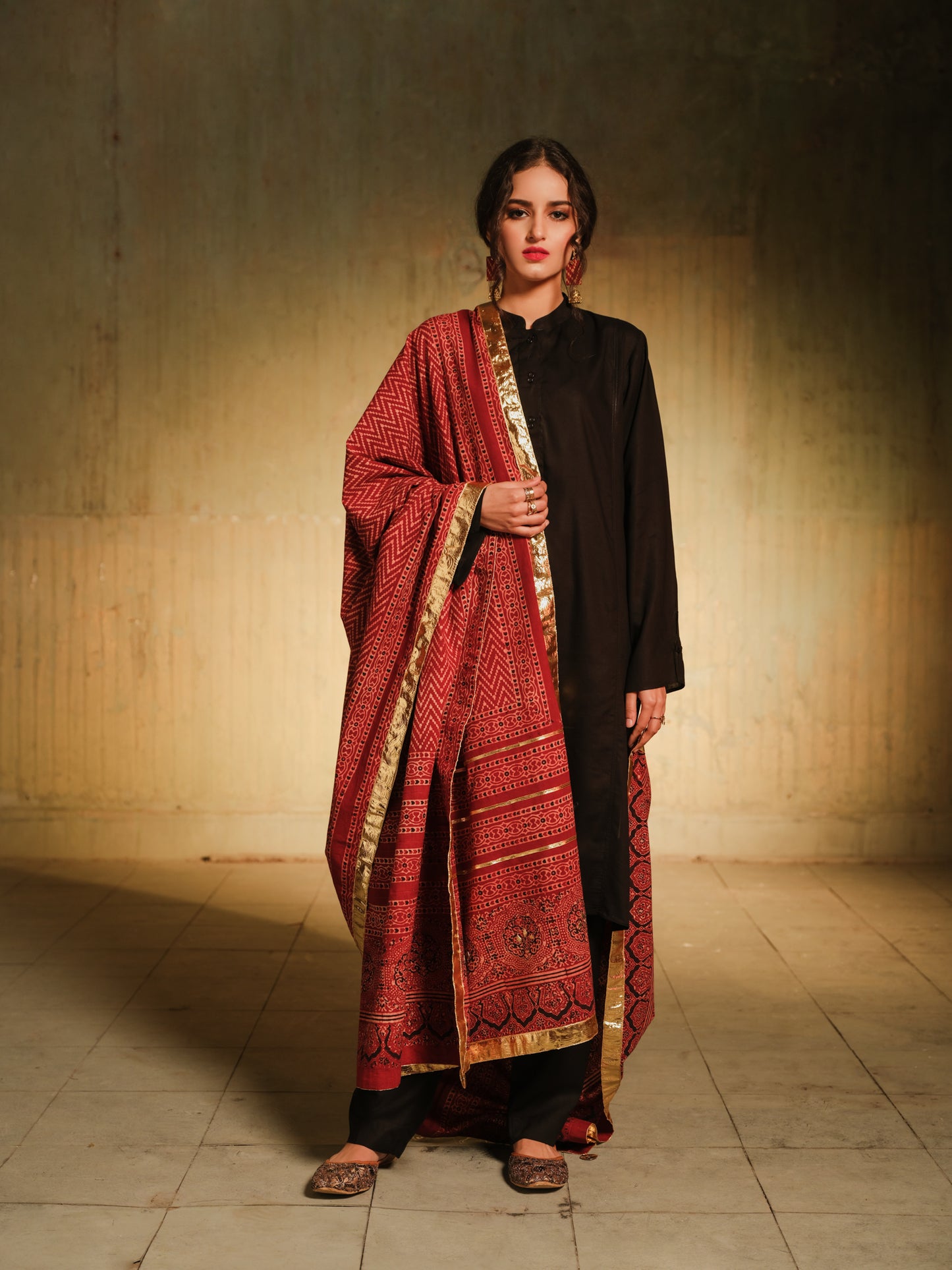 Ajrak Red Dupatta