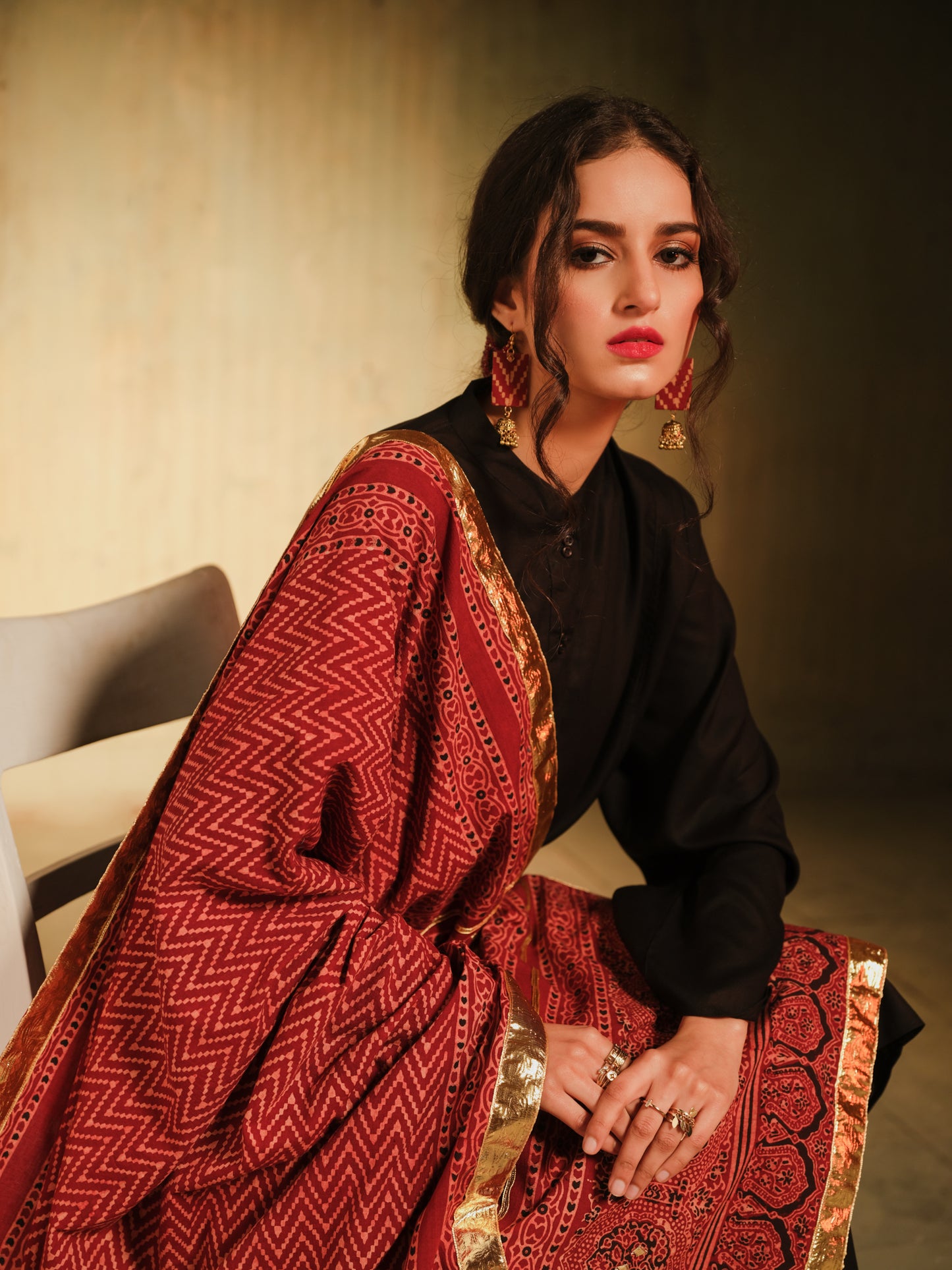 Ajrak Red Dupatta