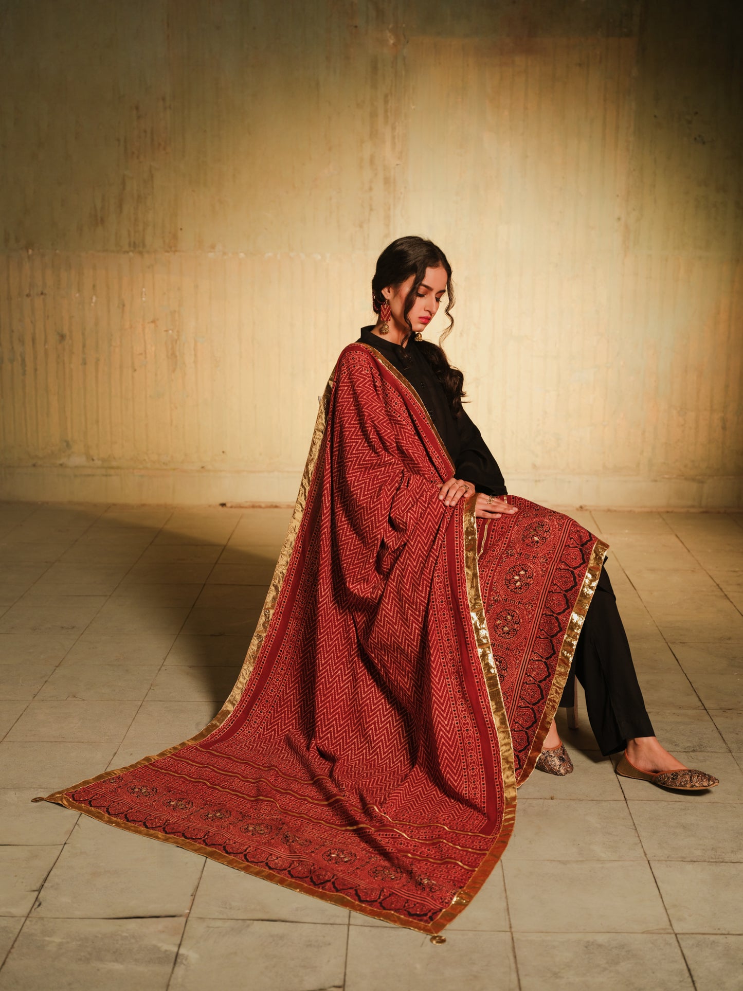 Ajrak Red Dupatta