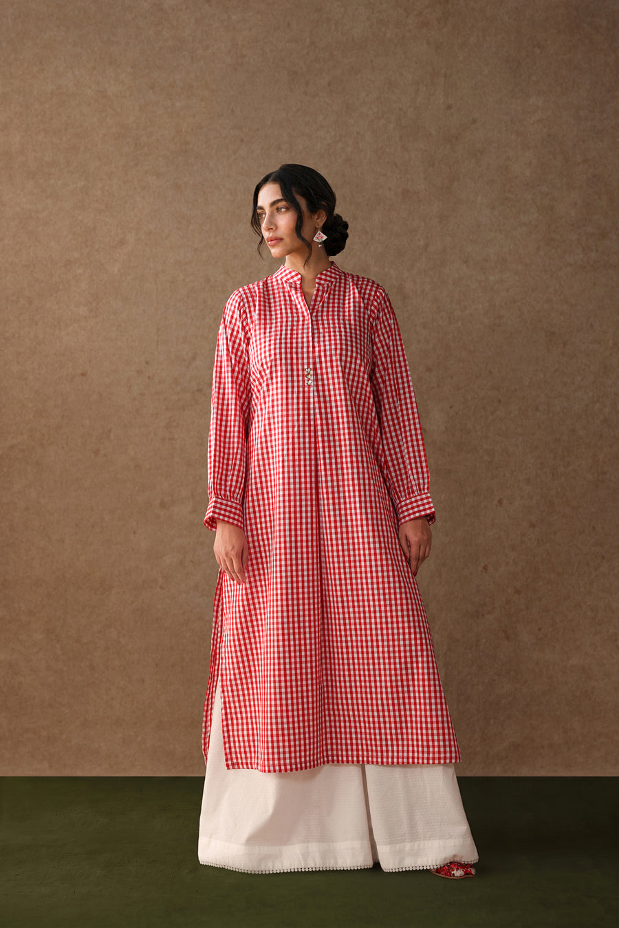 Rosewater Check Kurta