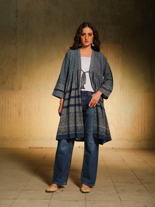 Ajrak Blue Gown